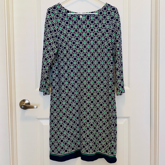 Talbots ponte knit sheath dress, blue/green (10) - Picture 4 of 10